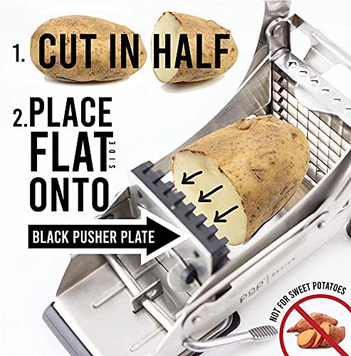 POP AirFry Mate, Commercial Grade Stainless Steel French Fry Cutter, Vegetable and Potato Slicer, 2 Blade Sizes, Non-Slip Suction Base, Perfect for Air Fryer (Not for Sweet Potatoes)
