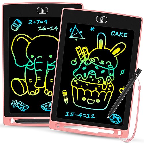 2 Pack LCD Writing Tablet, 8.5 Inch Colorful Doodle Board Drawing Tablet for Kids, Kids Travel Games Activity Learning Toy Birthday Gifts for Age 2 3 4 5 6 7 8 Year Old Boys and Girls Toddler -Pink