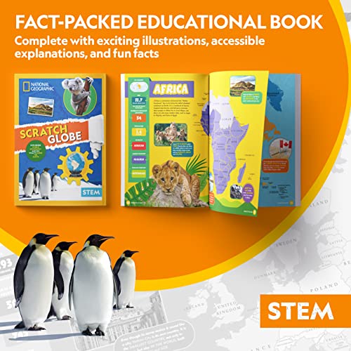 NATIONAL GEOGRAPHIC Scratchable Globe for Kids Learning - STEM Toys Earth Globe National Geographic 3D Puzzles for Kids Science Kit, Arts and Crafts for Kids Ages 8-12, Toys for Ages 8-13 Boys Girls
