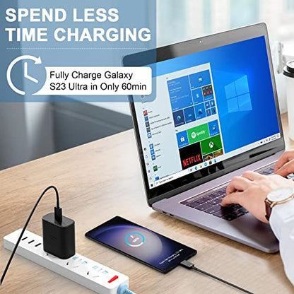 45W Samsung USB-C Super Fast Charger 10FT Type C Charger Cable Cord Fast Charging Android Phone Wall Charger Block for Samsung Galaxy S23 Ultra/S23/S23+/S22/S22 Ultra/S22+/S21, Galaxy Tab S8+, 2Pack