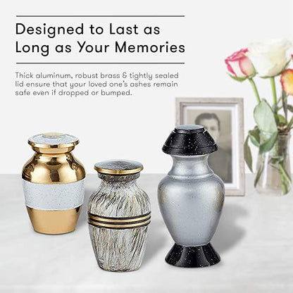 Fedmax Small Urns for Human Ashes Adult Male or Female - Set of 6 White Mini Urns - Cremation Keepsakes with Velvet Box - Memorial Urn and Ash Storage,6 Piece Assortment