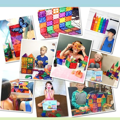 118-piece Magnetic Tiles Set, STEM Educational Building Blocks for Kids, Magnet Construction Toys for 3+ Year Old Boys & Girls, Ideal Toddler Toys for Birthday