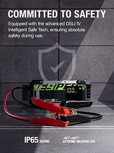 YESPER Car Jump Starter, 3000A Peak Portable Battery Jump Starter with Pre-Heat Tech(-40°F~140°F) 12V Car Battery Charger Jump Starter(10.0L Gas/8.0L Diesel, 60 Times) Jumper Box with PD100W