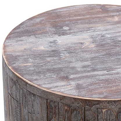 Amazon Aware FSC Certified Indoor/Outdoor Recycled Round Wood Stool and Plant Stand, Natural Brown