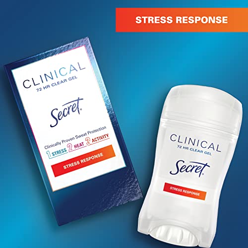 Secret Clinical Strength Antiperspirant Deodorant for Women, Stress Response Clear Gel, 1.6 Oz (Pack of 3)