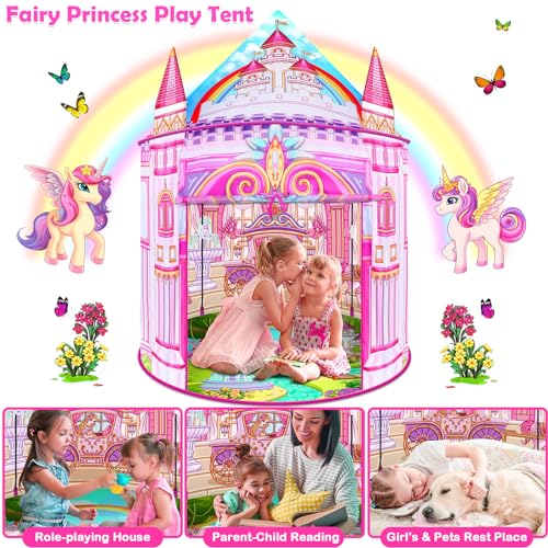 Toys for Girls,Large Kids Tent Toddler Girl Toys,Foldable Tent for Kids with Carry Bag Indoor Playhouses,Princess Toys for 2 3 4 5 6 7 8 9 10 Year Old Girls Christmas Brithday Unicorns Gifts for Girls