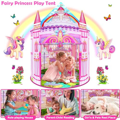Toys for Girls,Large Kids Tent Toddler Girl Toys,Foldable Tent for Kids with Carry Bag Indoor Playhouses,Princess Toys for 2 3 4 5 6 7 8 9 10 Year Old Girls Christmas Brithday Unicorns Gifts for Girls