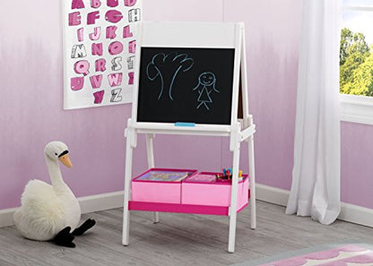 Delta Children MySize Kids Double-Sided Storage Easel -Ideal for Arts & Crafts, Homeschooling and More,- Greenguard Gold Certified, Bianca White