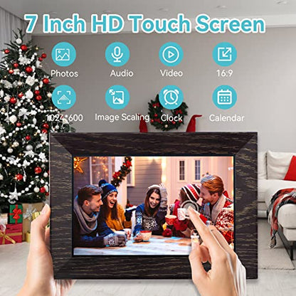 7 Inch Digital Picture Frame WiFi Digital Photo Frame, IPS HD Touch Screen Smart Photo Frame, 16GB Storage, Auto-Rotate, Easy Setup, Share Photos/Videos via Frameo App from Anywhere