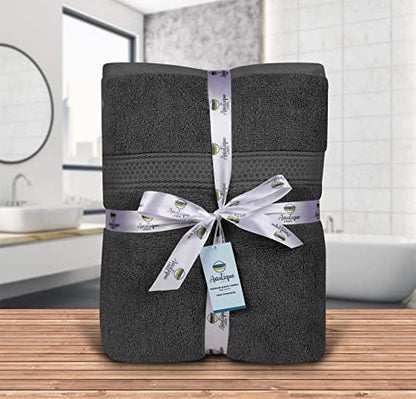 Asiatique Linen – Premium 650 GSM Luxury 8 Piece Grey Bath Towels Set – 100% Ring Spun Cotton Towels for Bathroom – 2 Bath Towels, 2 Hand Towels, and 4 Washcloths – Ideal for Home, Spa & Hotel