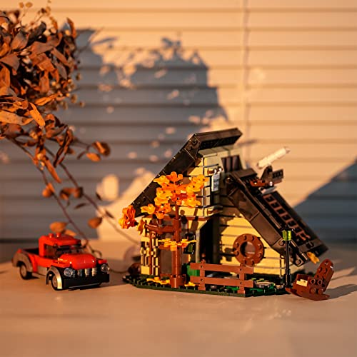 ENJBRICK A-Frame Cabin Building Set Compatible with Lego Architecture for Adutls, Friends Autumn House for Girls 8-14 Years Up 696pcs