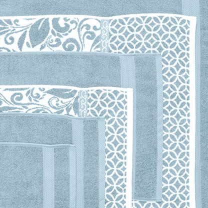 Modern Threads Trefoil Filigree 6-Piece Reversible Yarn Dyed Jacquard Towel Set - Bath Towels, Hand Towels, & Washcloths - Super Absorbent & Quick Dry - 100% Combed Cotton
