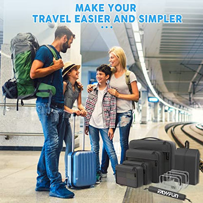 Packing Cubes for Suitcases, 8 set travel cube Luggage Organizers with 2 Toiletry Bags & Shoe Bag