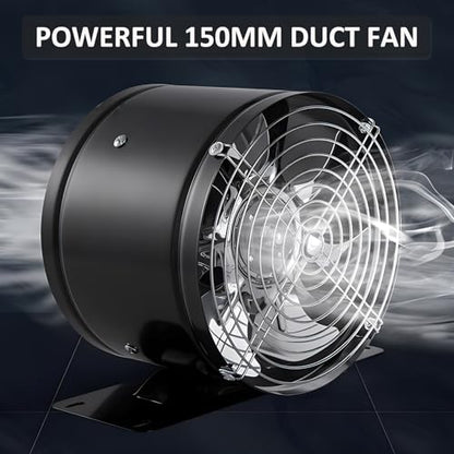 6in Garage Exhaust Fan, Metal Exhaust Fan, High Air Flow Extractor Fan w/Check Valve, Mesh, Fixed Stand for Household Replacement, Smoke Extractor, DIY (Sidewall/Ceiling Mount)