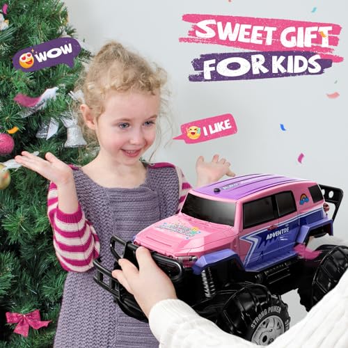 Ruko 1601AMP3 Amphibious RC Truck for Girls, IPX6 Warterproof Monster Truck, 1:10 Large Remote Control Car for All Terrain, 2 Rechargeable Batteries for 50 Min Fun Time, Gifts for Kids