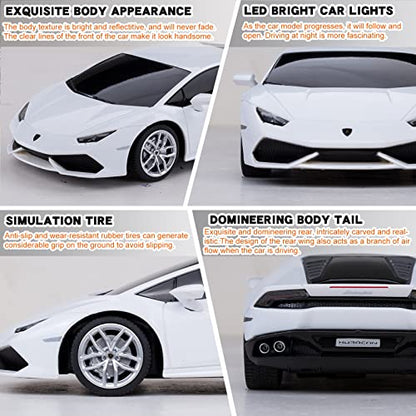 RÄDER Licensed RC Series,R/C 1:24 Lambo HURAC LP610-4 Remote Control Car, Electric Sport Racing Hobby Toy Car, Model Vehicle for Boys and Girls Teens and Adults Gift White