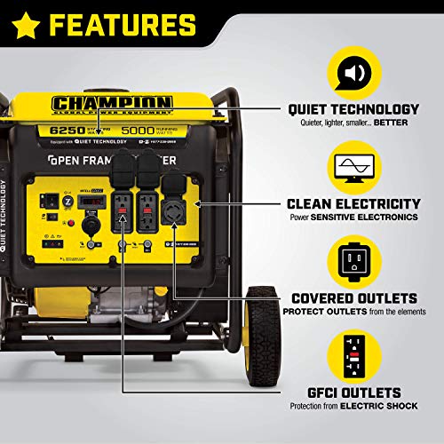Champion Power Equipment 100519 6250-Watt Open Frame Inverter with Quiet Technology