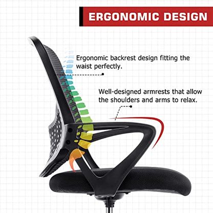 HOMEFLA Mid-Back Mesh Drafting Chair - Tall Office Chair with Armrest Standing Desk Chair Counter Height with Adjustable Foot Ring (Black)