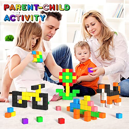 54 PCS Magnetic Blocks, Magnetic Building Blocks for Toddlers 3+, Montessori Toys, Magnetic Cubes, Preschool STEM Educational Sensory Magnet Toys for Kids Ages 3-5 Year Old Boys and Girls