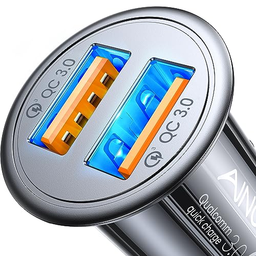 Fast USB Car Charger Fast Charge AINOPE Car Charger Adapter 36W All Metal Lighter USB Charger Quick Charge Compatible with iPhone 14/13/12/11pro/x/8/Samsung S22/S22+/Ultra/S21/Note 9/S10/S9