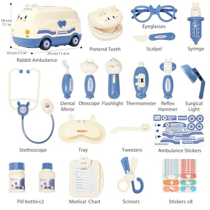Hydeem Toy Doctor Kit for Toddlers 3 4 5 Years Old, Boys Girls Birthday, Kids Doctor Pretend Playset, Medical Play Set for Children(Blue)