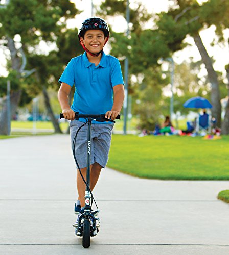 Razor E100 Glow Electric Scooter for Kids Age 8+, LED Light-Up Deck, 8" Air-filled Front Tire, Up to 40 Minutes Continuous Ride Time
