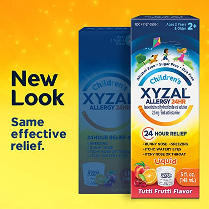 Xyzal Children's Oral Solution, 5 fl. oz., 24-Hour Allergy Relief for Kids, Tutti Frutti Flavor