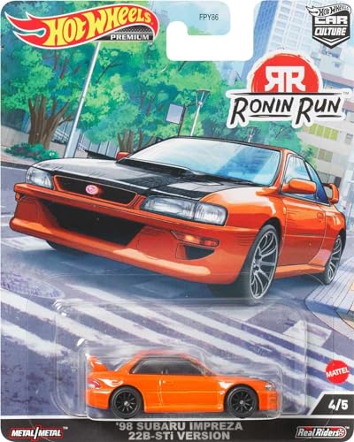 Hot Wheels Car Culture Circuit Legends Vehicles for 3 Kids Years Old & Up, Subaru WRX Sti 22B, Premium Collection of Car Culture 1:64 Scale Vehicles