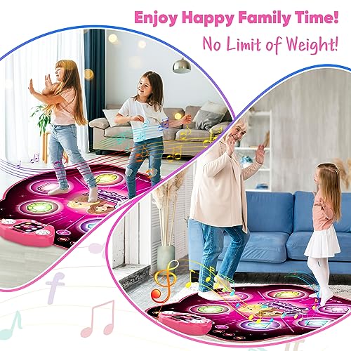 KIZJORYA Dance Mat for Kids, Upgraded Switchable 4 & 6 Button Mode Electronic Dance Pad with Bluetooth-9 Levels, Light Up Children Music Game Mat, Toys for Girls Boys Ages 3-12