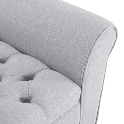 Christopher Knight Home Keiko Fabric Armed Storage Bench, Light Grey