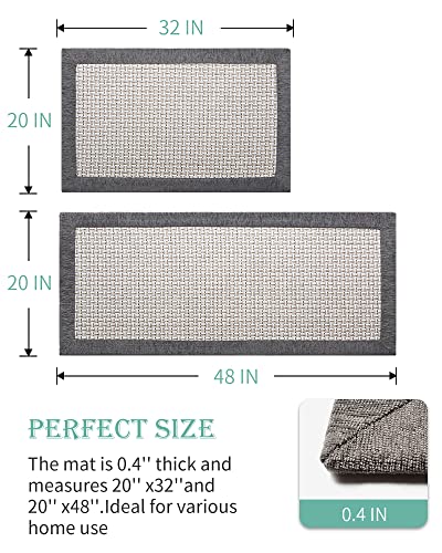 AMOAMI Rugs and Mats Non Skid, Washable, Absorbent for Large Kitchen Floor, Front of Sink, 2 PCS Set 20"x32"+20"x48"
