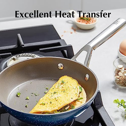 ROCKURWOK 8-Inch Ceramic Pan, Non Stick Frying Pans, Nonstick Ideal for Omelets and Eggs, Ceramic Pan, Durable Skillet PTFE & PFOA & PFAS Free, Induction Safe, Oven and Dishwasher Friendly