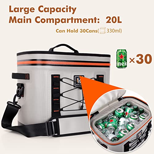 XYLOTO Soft Cooler 30 Cans Leak-Proof Cooler Bag, Waterproof Insulated Soft Sided Cooler Bag for Hiking, Camping, Sports, Picnics, Sea Fishing, Road Beach.