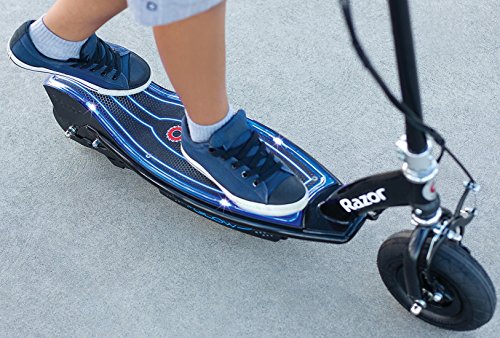Razor E100 Glow Electric Scooter for Kids Age 8+, LED Light-Up Deck, 8" Air-filled Front Tire, Up to 40 Minutes Continuous Ride Time