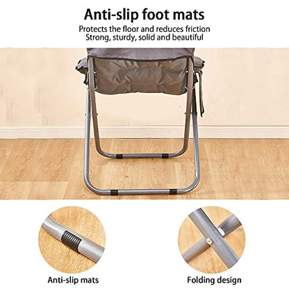 Living Room Lazy Chair with Ottoman & Armrest, Modern Comfy Folding Lounge Chair Reclining Sofa Leisure Chair Armchair with Footstool for Bedroom/Office/Hosting, Grey (Small)