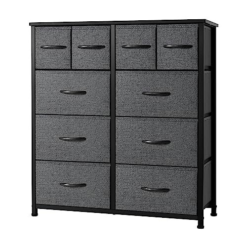 AZL1 Life Concept 10, Wide Fabric Storage and Organization, Bedroom Dresser, Chest of Drawers for Living Room, Grey-10-Drawers (2)