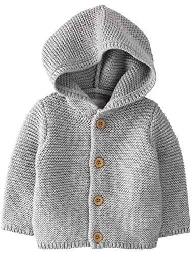 little planet by carter's Unisex Baby Organic Signature Stitch Cardigan, Grey Heather, 9 Months