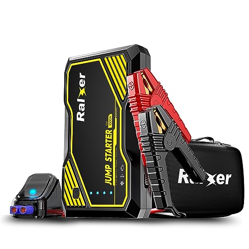 RALXER 1000A Peak Portable Car Jump Starter (Up to 7.0L Gas or 5.5L Diesel Engine), Jump Starter Battery Pack 12V Battery Jump Starters with LED Light
