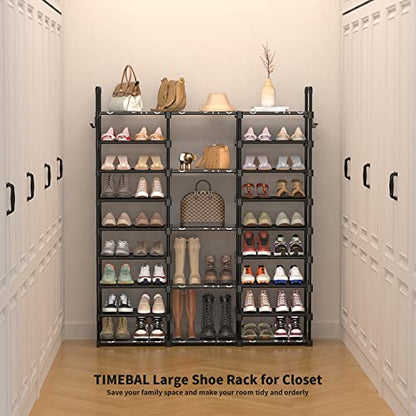 TIMEBAL 9 Tiers Shoe Rack Storage Organizer Shoe Shelf Organizer for Entryway Holds 50-55 Pairs Shoe and Boots, Stackable Shoe Cabinet Shoe Rack Organizer Large Shoe Shelf for Closet Bedroom Hallway
