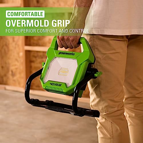 Greenworks 40V (AC/DC) 2000-Lumen LED Work Light, 360° Head Rotation, Tripod Mountable, Portable, Indoor/Outdoor Light, Flood Light, Tool-Only