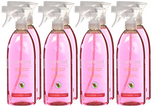 Method All-Purpose Cleaner Spray, Pink Grapefruit, Plant-Based and Biodegradable Formula Perfect for Most Counters, Tiles, Stone, and More, 28 oz Spray Bottles, (Pack of 8)