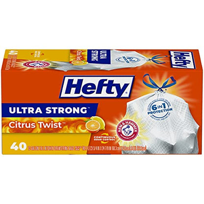Add 3 To Your Cart! Hefty Ultra Strong Tall Kitchen Trash Bags, Citrus Twist Scent, 13 Gallon, 40 Count