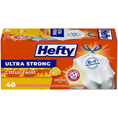 Add 3 To Your Cart! Hefty Ultra Strong Tall Kitchen Trash Bags, Citrus Twist Scent, 13 Gallon, 40 Count