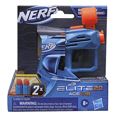 Nerf Elite 2.0 Ace SD-1 Dart Blaster, 2 Nerf Elite Darts, Pull Down Priming, Nerf Blasters, Kids Outdoor Toys for 8 Year Old Boys and Girls and Up, Dart Storage
