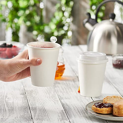 [100 Pack] 12 oz. White Paper Hot Coffee Cups