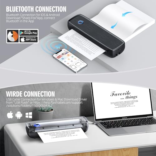 Portable Printer Wireless for Travel，Bluetooth Thermal Printer Support 8.5" X 11" US Letter &Legal, A4&A5 Thermal Paper, Inkless Printer Compatible with iOS, Android & Laptop for Office Car Home