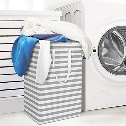 WISELIFE 2-Pack Laundry Hamper 75L Collapsible Large Laundry Baskets with Easy Carry Handles Freestanding Waterproof Clothes Hamper Storage Basket for Toys Clothes Organizer - 24.4" (H), Grey