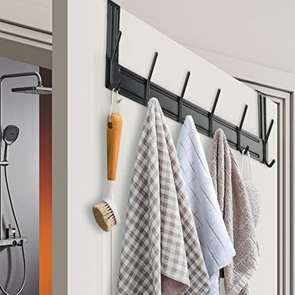 HMRACK 4-Pack Over-The-Door Hooks,Towel Rack Hangers with 6 Hooks for Coats, Bags, Keys - Ideal for Bathroom, Bedroom, Kitchen, and Living Room