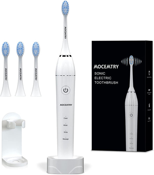 MOCEMTRY Sonic Electric Toothbrush Rechargeable toothbrushes for Adult with 4 Duponts Brush Heads, 4 Cleaning Mode Waterproof Electric Tooth