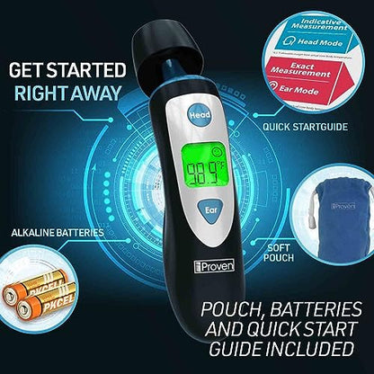 iProven Ear and Forehead Thermometer Dual Mode - 1 Second Accurate Fever Thermometer for Adults, Kids, and Babies - Digital Infrared Technology, Body Temperature Thermometer